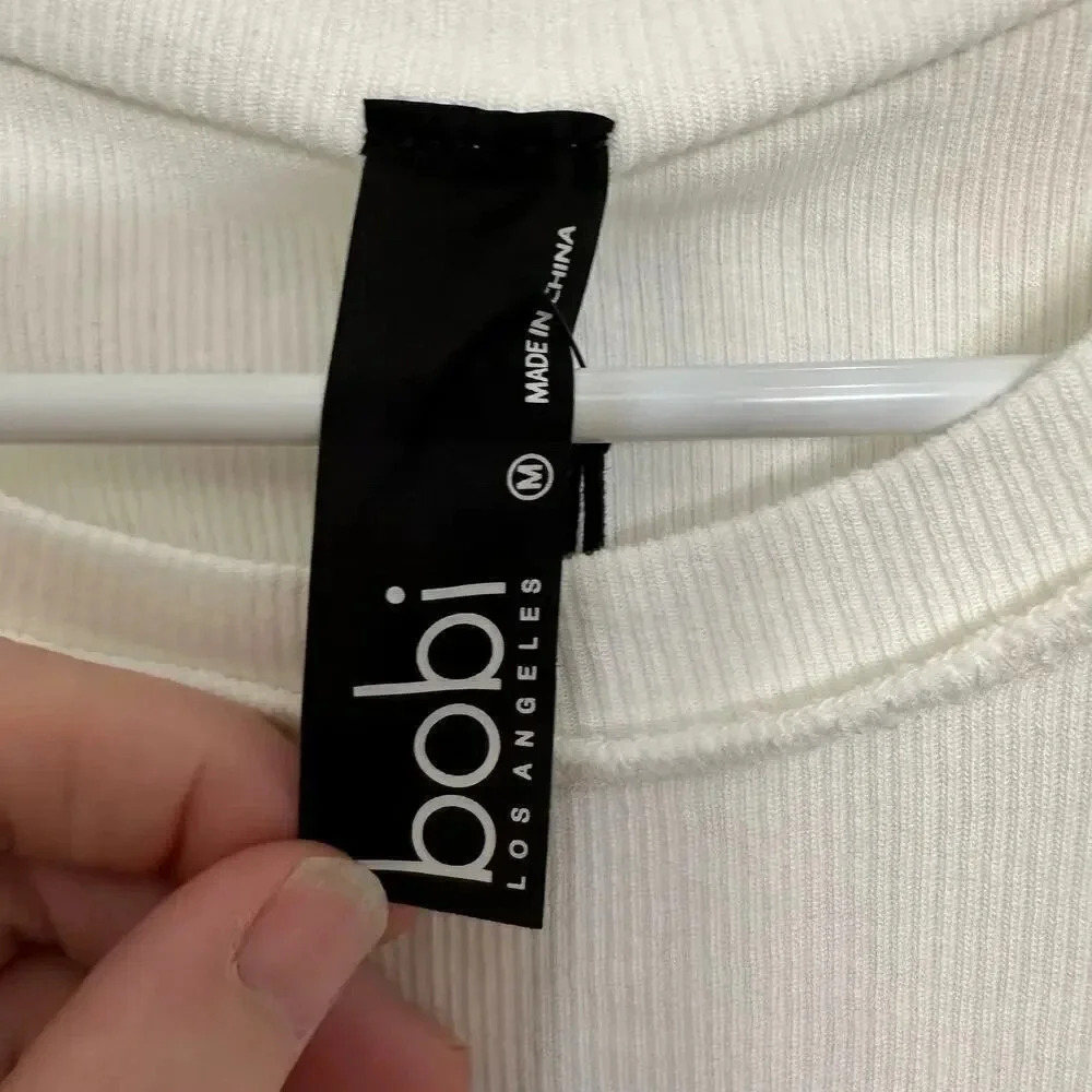 Bobi women’s NWT’s ribbed high neck tank. Cream color. Size medium - Picture 3 of 5